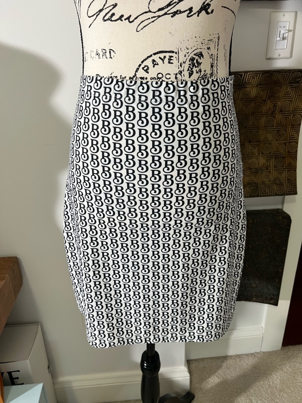 Black & White Logo-Print Swim Coverup Skirt